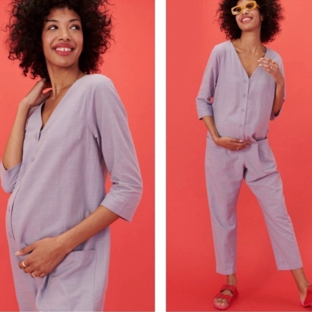 New with tags The Nines by HATCH Button-Front Cropped Maternity Jumpsuit